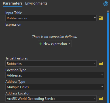 Parameters for the Update Features With Incident Report tool