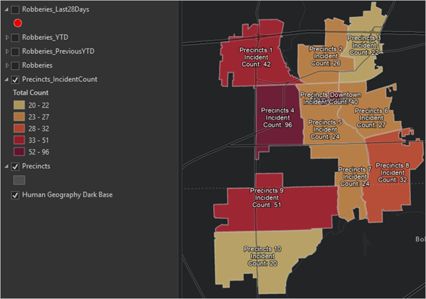 Incidents per precinct