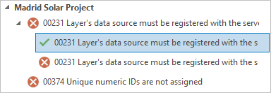 Green check mark next to one of the analyze errors