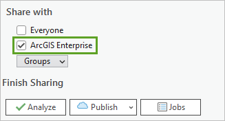 ArcGIS Enterprise selected under Share with