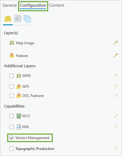 Version Management checked on the Configuration tab