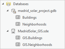 Two feature classes in each geodatabase