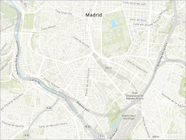Basemap centered on Madrid, Spain