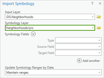 Symbology Layer set to Neighborhoods.lyrx