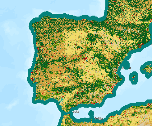 ESA World Cover layer showing land cover for Spain