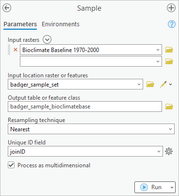 Sample the bioclimate data