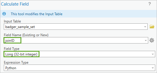 Calculate Field tool creating a joinID field