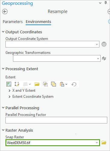 Resample Environments pane