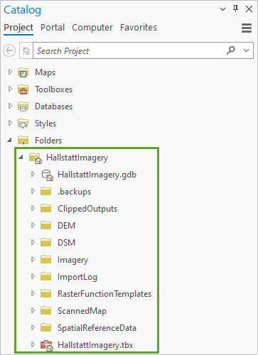 Folder organization in the Catalog pane