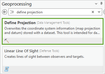 Define Projection tool