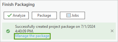 Package creation success notification