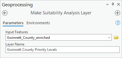 Make Suitability Analysis Layer tool parameters
