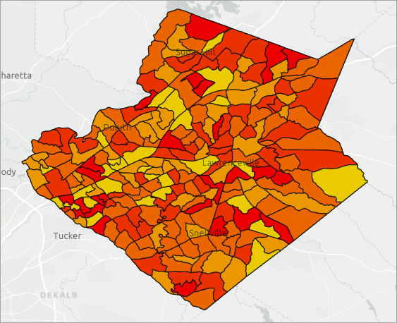 Default suitability score results on the map