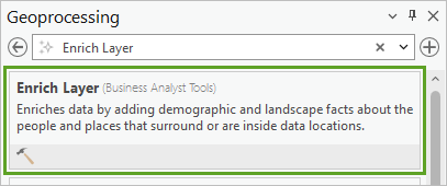 Enrich Layer tool in the search results