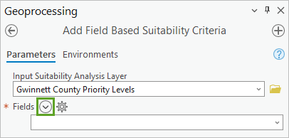 Add Many button in the Add Field Based Suitability Criteria tool pane