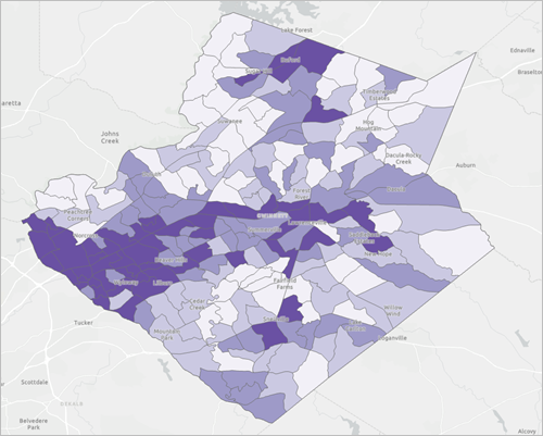 Map showing symbolized suitability score layer