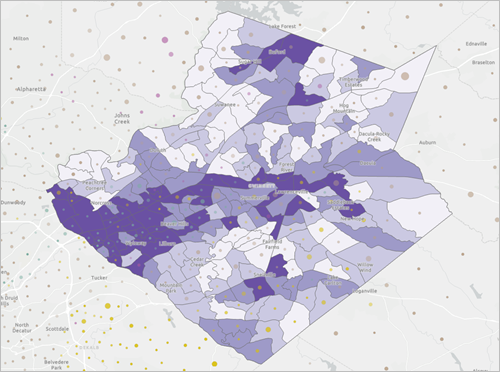 Map showing ACS centroids