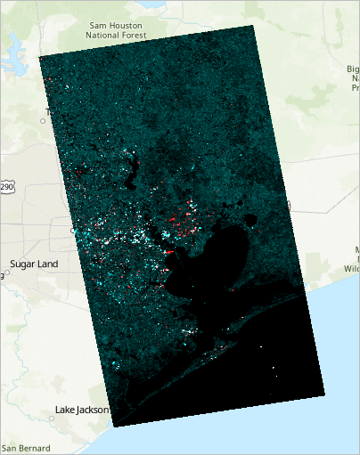 Galveston_Bay_S1_GRD_TNR.crf layer on the map