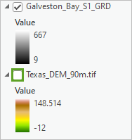 Texas_DEM_90m.tif layer turned off