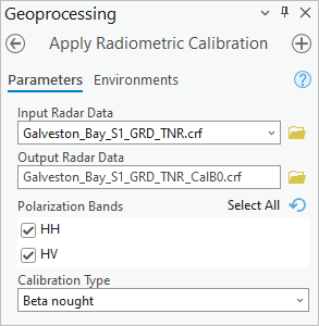 Apply Radiometric Calibration tool parameters