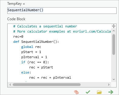 Code block with Python code to add sequential numbers