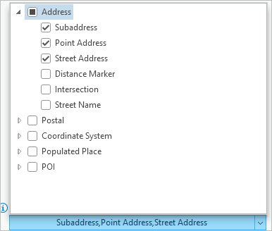 Check categories of address.