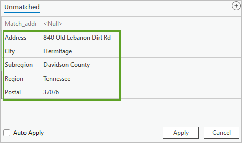 Corrected address fields.