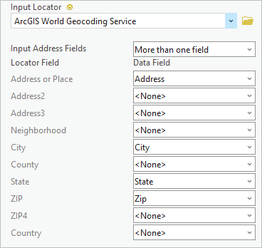 CompetitorLocations fields mapped to the locator.