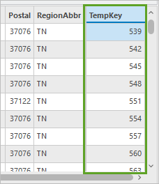 TempKey values assigned