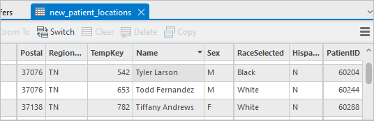 PII fields joined back to the records after geocoding