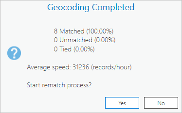 Click No on the Geocoding Completed dialog box.