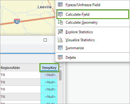 Right-click TempKey and click Calculate Field.