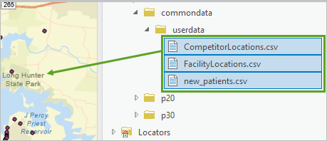 Drag .csv files onto the map to add them to the project.