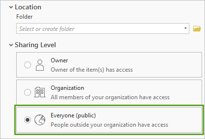 Sharing Level parameter set to Everyone (public)