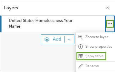Show table option