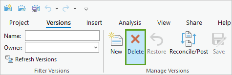 Delete button on the ribbon