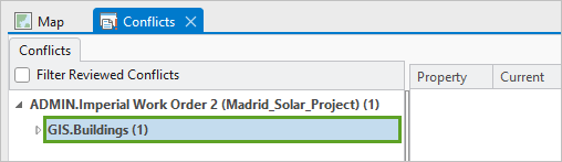 Buildings layer in the Conflicts view