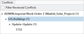 Buildings layer expanded in the Conflicts view