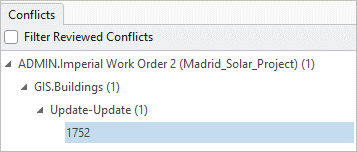 Text in the Conflicts list with regular formatting