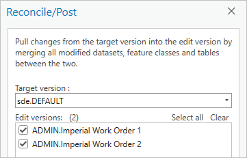 Target version and Edit versions in the Reconcile/Post window