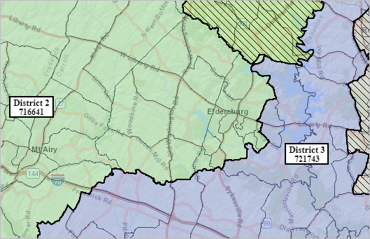 Map showing possible changes between District 2 and District 3