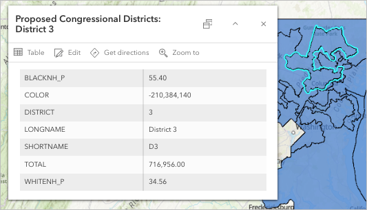 Pop-up showing District 3