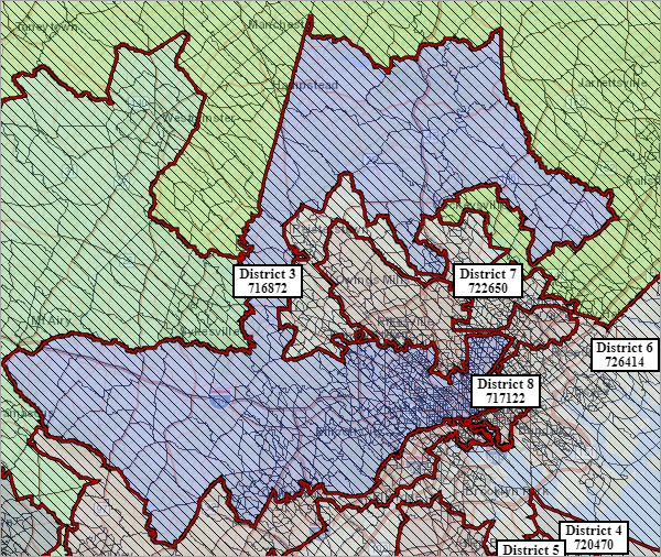 Map zooms to District 3.