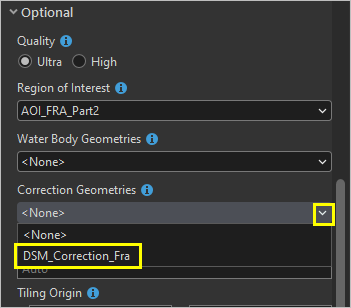 Correction Geometries parameter