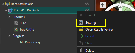 Settings option