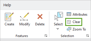 Clear selection button on the ribbon
