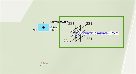 Forward Observer point symbol on the map