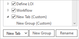 A new tab and a group is added