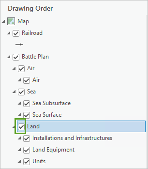 Land group layer within the Battle Plan group layer