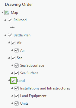 Land group layer within the Battle Plan group layer